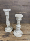 Shabby chic wood candle sticks