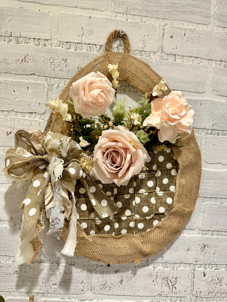 Shabby Chic floral hanging basket