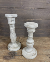 Shabby chic wood candle sticks