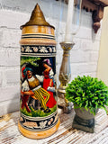Vintage German Beer Steiner with brass lid