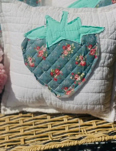 Strawberry Quilted pillow