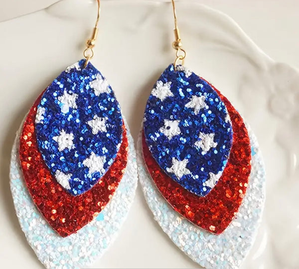 USA glitter Oval earrings