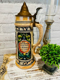 Vintage German Beer Steiner with brass lid