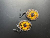 Sunflower metal earrings