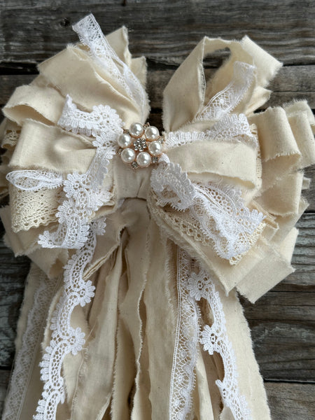 Large shabby chic bow