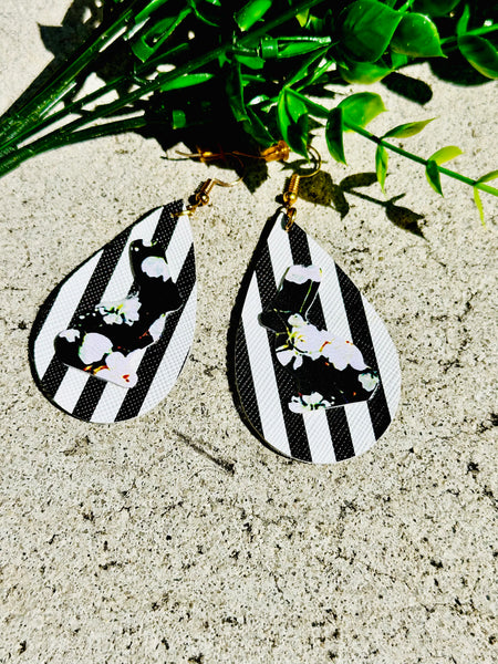 Striped Floral Bunny Earrings