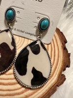 Cow print oval earrings