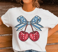 Patriotic Shabby Chic Cherry T-Shirt