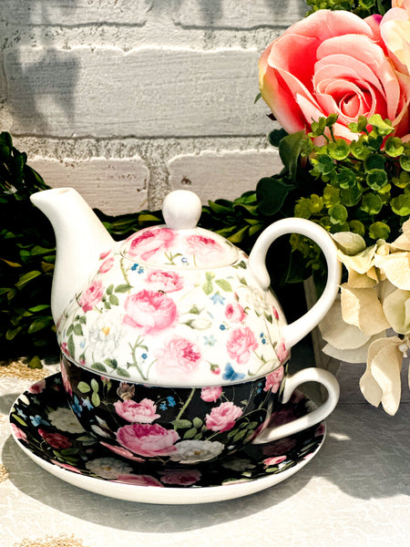 Shabby chic teapot cup set