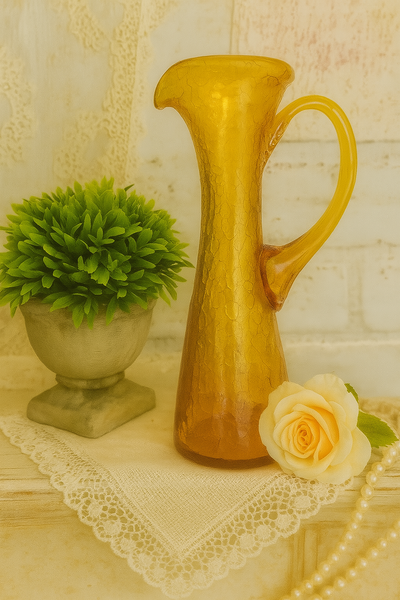 Yellow crackle vase