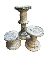 Mid-century marble effect candlesticks set of 3