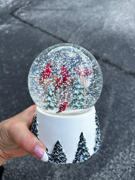 Red cardinal snow globe