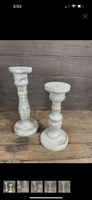 Shabby chic wood candle sticks