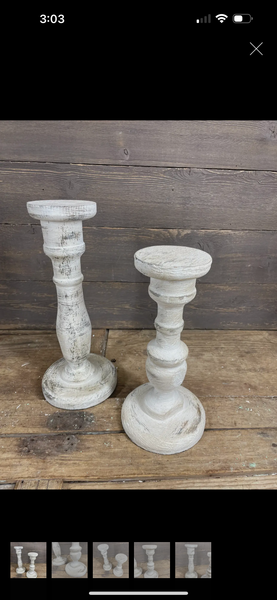 Shabby chic wood candle sticks