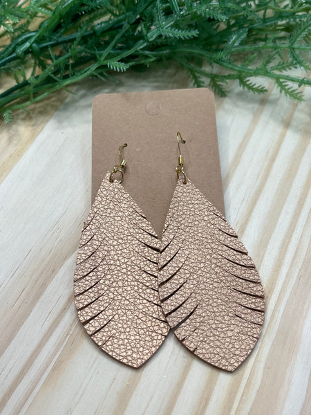 Champagne Shimmery Faux Leather Earrings