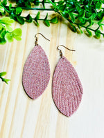 Blush shimmery Feather earrings